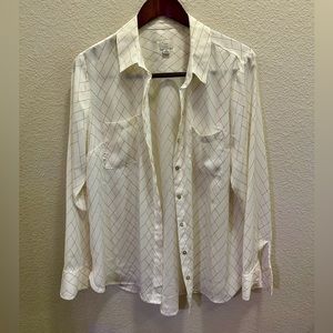 A New Day Button Front Long Sleeve Blouse Size XL - White